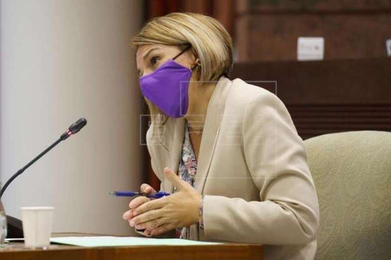 La consejera de Derechos Sociales del Gobierno de Canarias, Noemí Santana, en comisión parlamentaria / EFE Ramón de la Rocha